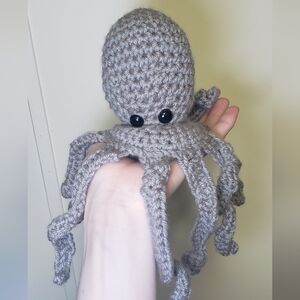 Handmade Gray Crochet Octopus Plush - Soft Amigurumi Home Accent